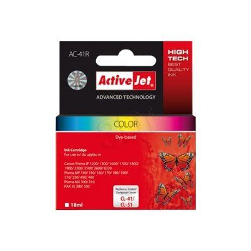 ActiveJet AC-41 - 18 ml - haute capacité - couleur (cyan, magenta, jaune) - cartouche d'encre (équivalent à : Canon CL-41, Canon CL-51 ) - pour Canon PIXMA iP1800, iP1900, iP2600, MP140, MP190...