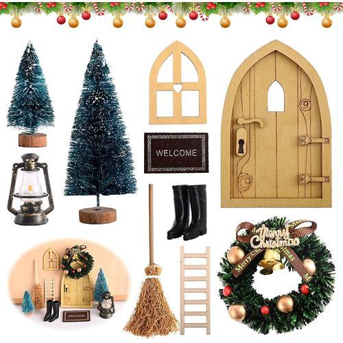 9PCS Porte du Lutin de Noël,Kit Loisirs Créatif Miniature Décorative