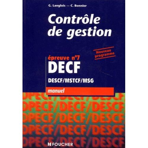 Descf/Mstcf/Msg Epreuve N 7 Controle De Gestion - Programme 1998   de Bonnier Carole  Format Broch 