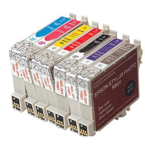 Certtone Pack De 8 Cartouches quivalentes Pour R800 Et R1800: C2187 (T0540) + C2188 (T0541) Noire + C2189 (T0542) Cyan + C2190 (T0543) Magenta + C2191 (T0544) Jaune  + C2192 (T0547) Rouge +...