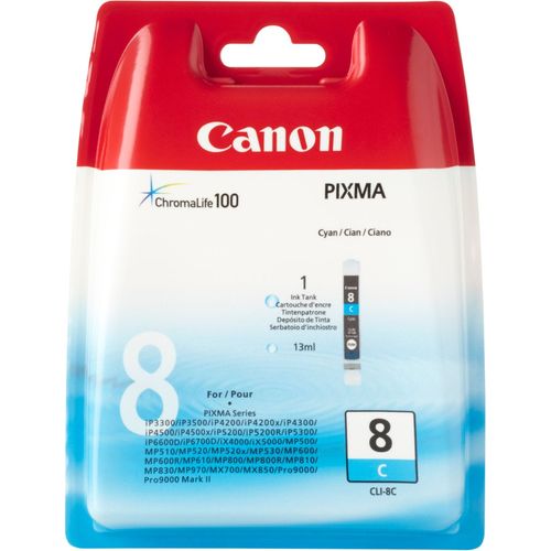Canon Cli-8c - Cyan - Originale - Blister - Rservoir D'encre - Pour Pixma Ip3500, Ip4500, Ip5300, Mp510, Mp520, Mp610, Mp960, Mp970, Mx700, Mx850, Pro9000