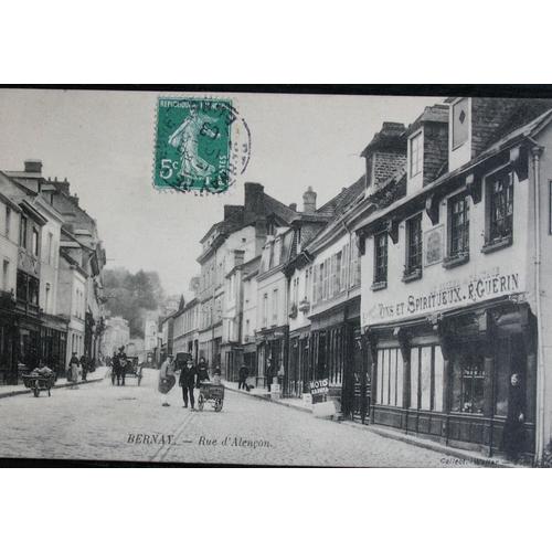 Carte Postale  Affranchie : 1908, Bernay, Rue D'alenon