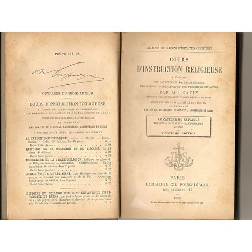 Cours D'instruction Religieuse   de cauly, m  Format Broch 