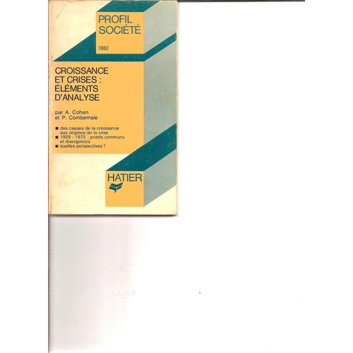 Croissance Et Crises : Elements D Analyse   de COHEN ALBERT / COMBEMALE PASCAL