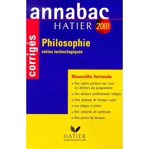 Philosophie Sries Technologiques - Sujets Corrigs 2001   de Ribault Gilles  Format Broch 