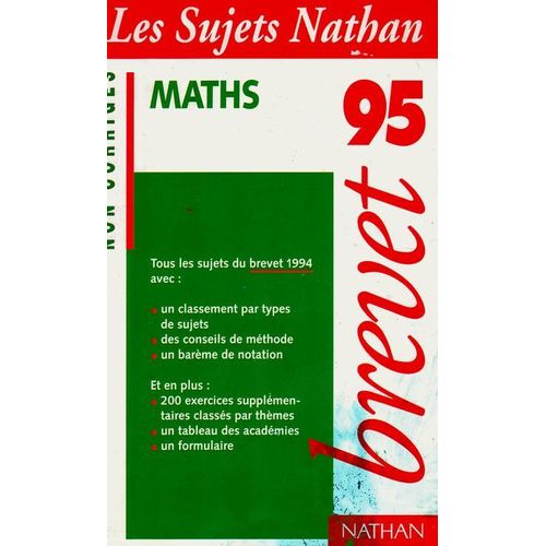 Brevet Maths Non Corr   de Collectif 