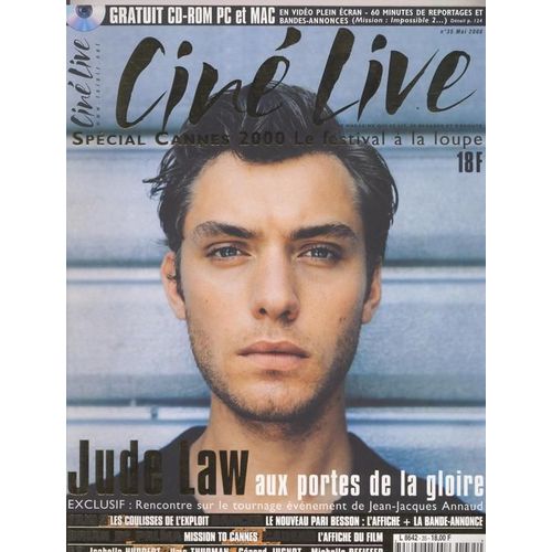 Cin Live / 05-2000 N 35 : Jude Law (8p) - Isabelle Huppert (4p) - Uma Thurman (2p) - Michelle Pfeiffer (2p) - Claire Denis (2p) - Kevin Bacon (1p) - Pascale Bussire (1p) - Akira Kurosawa (4p)