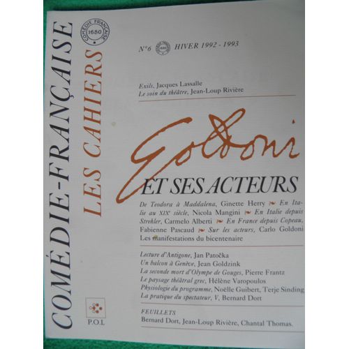 Les Cahiers De La Comedie Francaise N 6 : Goldoni Et Ses Acteurs   de Collectif null  Format Broch 