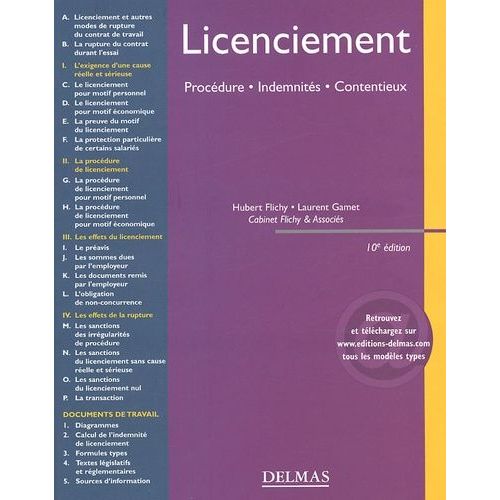 Licenciement - Procdure, Indemnits, Contentieux   de Flichy Hubert  Format Broch 