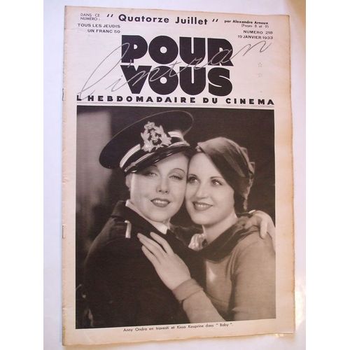 Pour Vous L'intran  N 218 : Anny Ondra En Travesti Et Kissa Kouprine Dans