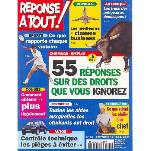 Rponse  Tout ! N 62 : Chmage Emploi : 55 Rponses Sur Des Droits Que Vous Ignorez