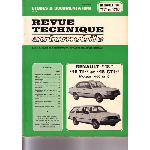 Revue Technique Automobile N Rdition : Renault 