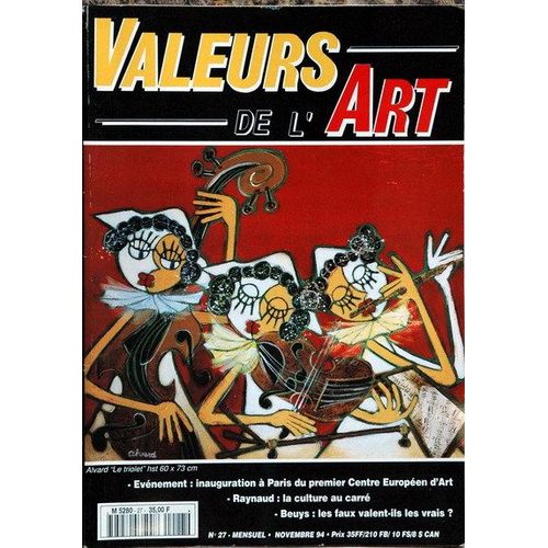 Valeurs De L'art N 27 Du 01/11/1994