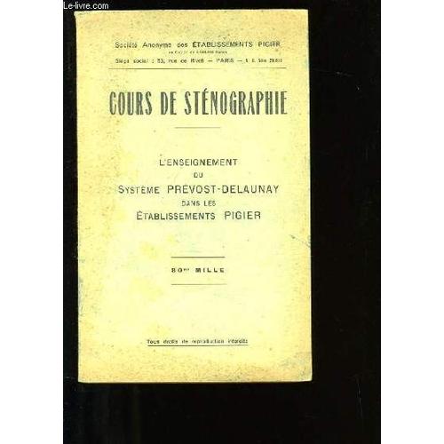 Cours De Stenographie   de Collectif.