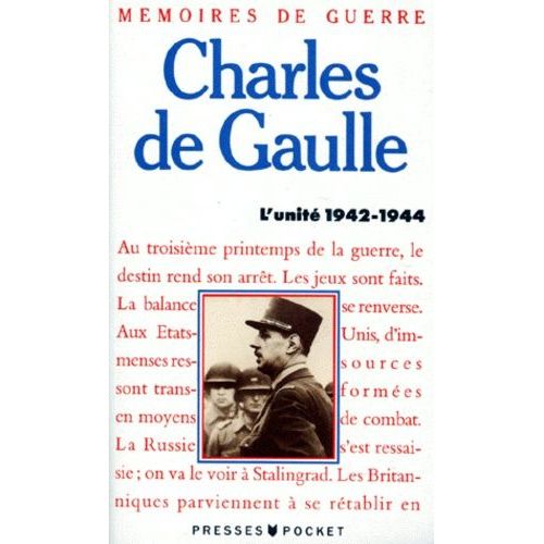 Memoire De Guerre - Tome 2, L'unit 1942-1944   de Gaulle Charles de  Format Poche 