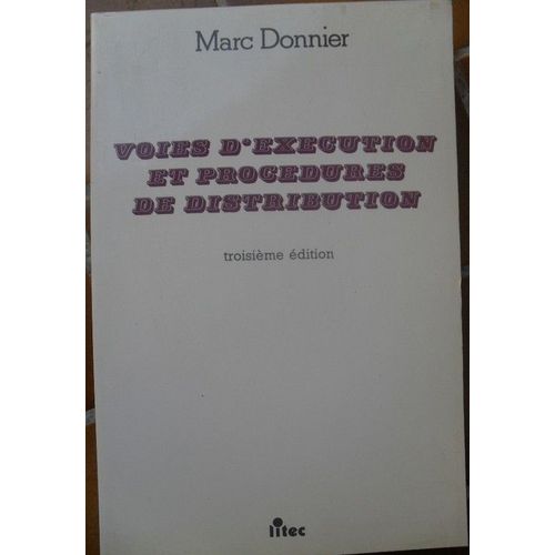Voies D'xcution Et Procdures De Distribution   de marc donnier  Format Broch 