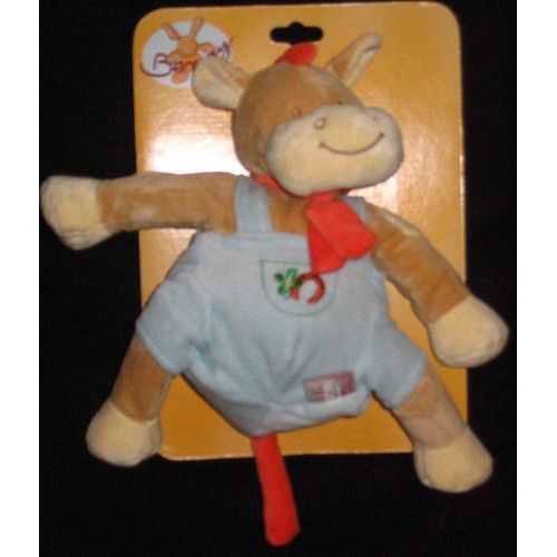 Doudou - Vache Fer  Cheval Trfle Salopette Bleu charpe Orange