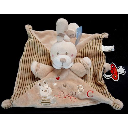 Doudou Plat Lapin Accroche T Tine Beige Rakuten