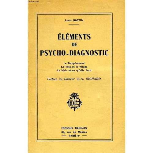 Elements De Psycho-Diagnostic   de Gastin Louis  Format Broch 
