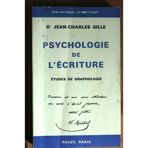Psychologie De L'ecriture.Etudes De Graphologie.   de Gille Dr Jean Charles