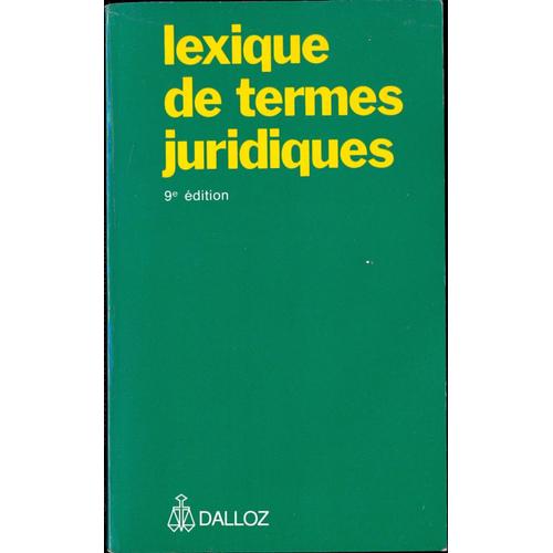 Lexique Des Termes Juridiques Droit Rakuten