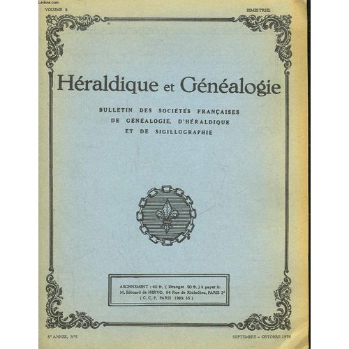 Heraldique Et Genealogie - 8 Annee - N 5 - Volume 8   de Collectif  Format Broch 