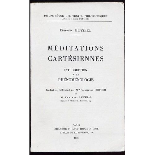 Meditations Cartesiennes Introduction A La Phenomenologie   de edmond husserl