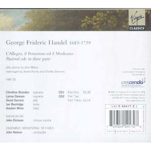 Handel - L'allegro, Il Pensoroso El Il Moderato / Brandes, Dawson, Daniels, Bostridge, Miles, Nelson - Ian Bostridge