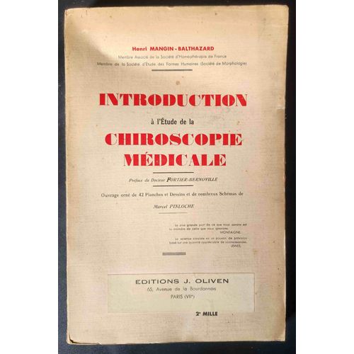 Introduction  L'tude De La Chiroscopie Mdicale   de Mangin Balthazard, Henri 