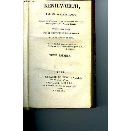 Kenilworth Tome I   de walter scott