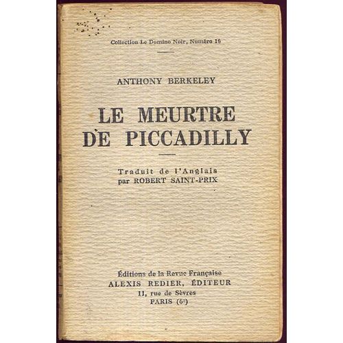 Le Meurtre De Piccadilly   de anthony berkeley 