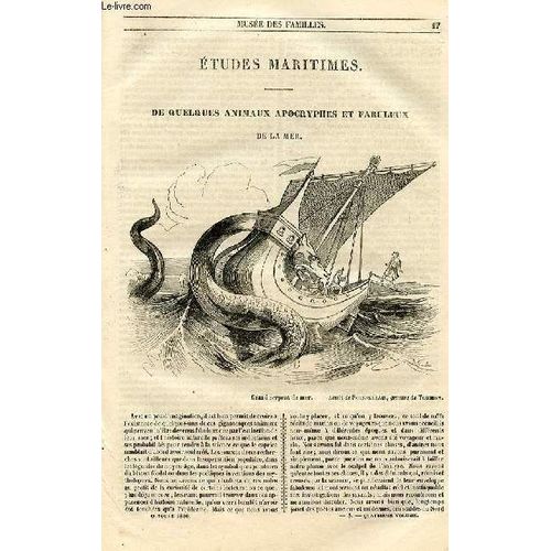 Le Muse Des Familles - Lecture Du Soir - 1re Srie - Livraison N03 - Etudes Maritimes De Quelques Animaux Apocryphes Et Fabuleux De La Mer,  Suivre