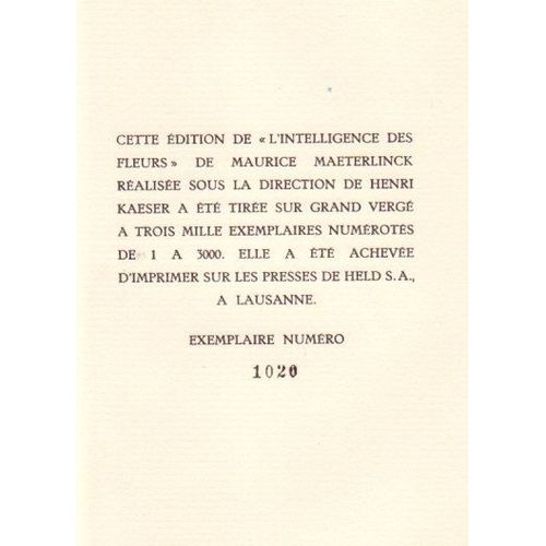 L'intelligence Des Fleurs   de maurice maeterlinck