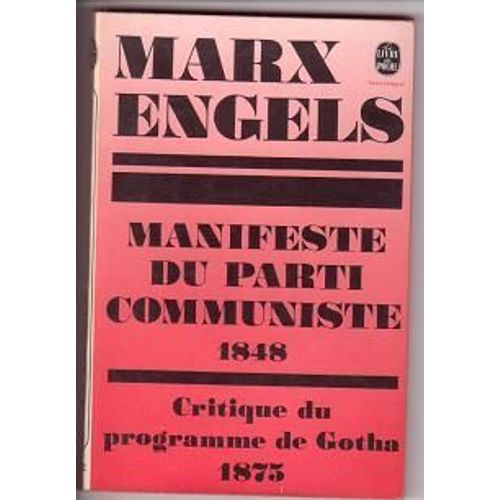 Manifeste Du Parti Communiste   de Marx Engels  Format Poche 