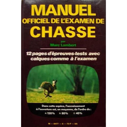 Manuel De L'examen De Chasse   de Marc Lambert  Format Broch 
