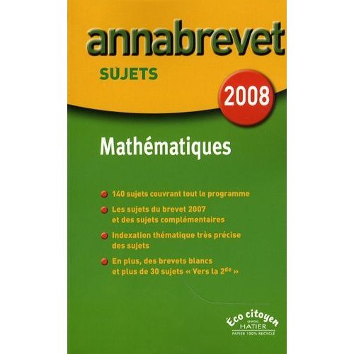 Mathmatiques Brevet - Sujets   de Demeillers Bernard  Format Broch 