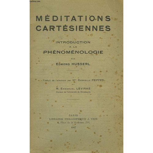 Meditations Cartesiennes, Introduction A La Phenomenologie   de edmond husserl