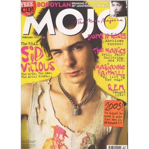 Mojo (Edition Uk) / 02-2005  N 135 : Sex Pistlos / Sid Vicious (14p) - Madeleine Peyroux (1p) - Marianne Faithfull (5p) - Betty Davis (4p) - Guns N'roses (12p) - Bob Dylan (12p) - Rem (2p)