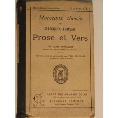 Morceaux Choisis Des Classiques Franais - Prose Et Vers   de sauvageot david