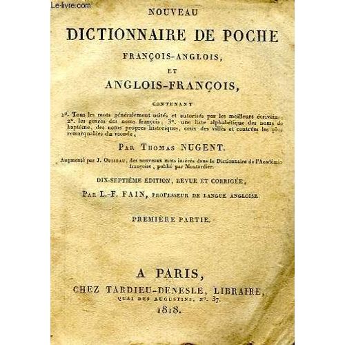 Nouveau Dictionnaire De Poche Francois-Anglois, Et Anglois-Francois   de Nugent Thomas