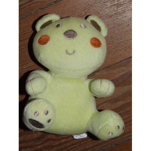 OURS AUCHAN VERT POMMETTE ORANGE DOUDOU PELUCHE 16 CMS | Rakuten