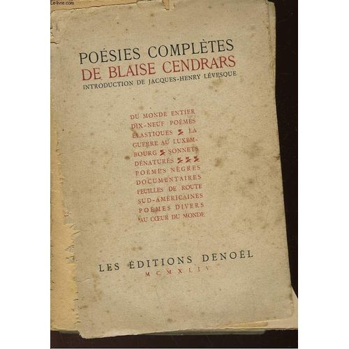 Poesies Completes   de blaise cendrars