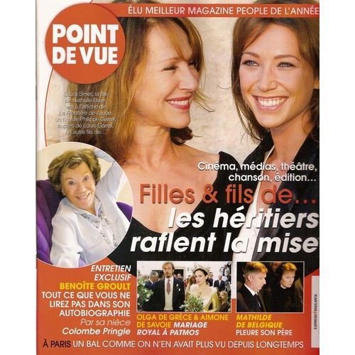 Point De Vue  N 00003142 : Nathalie Baye, Laura Smet, Benote Groult, Colombe Pringle, Olga De Grce, Mathilde De Belgique, Noor De Jordanie, Laurent Naouri, Vincent Darr
