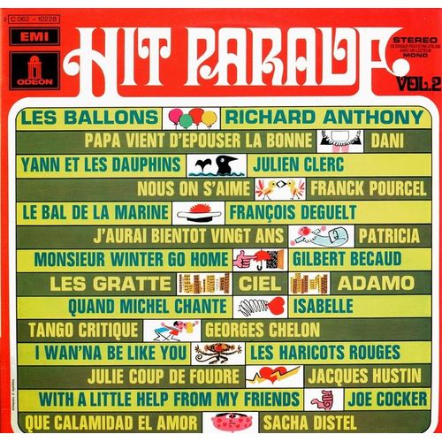 Hit Parade Vol. 2 - Richard Anthony, Dani, Julien Clerc, Franois Deguelt, Patricia, Gilbert Bcaud, Adamo, Isabelle, Georges Chelon, Hricots Rouges, Joe Cocker, Sacha Distel