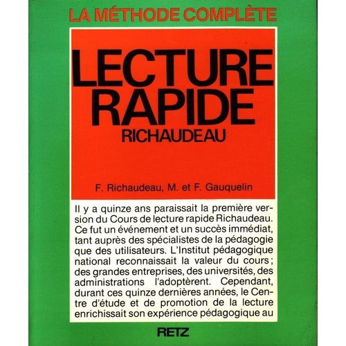 Mthode De Lecture Rapide Richaudeau   de Richaudeau F. / Gauquelin M. Et F. 