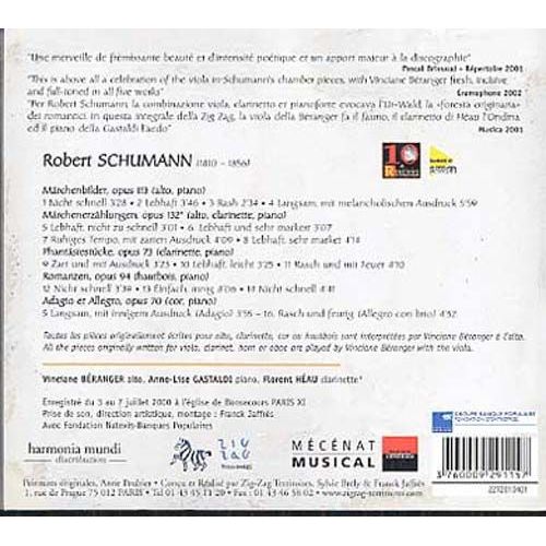 Pices Pour Alto, Piano Et Clarinette : Mrchenbilder Opus 113, Mrchenerzhlungen Opus 132, Phantasiestcke Opus 73, Romanzen Opus 94, Adagio & Allegro Opus 70 - Robert Schumann