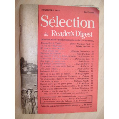 Slection Du Readers Digest  N 5 : Novembre 1947