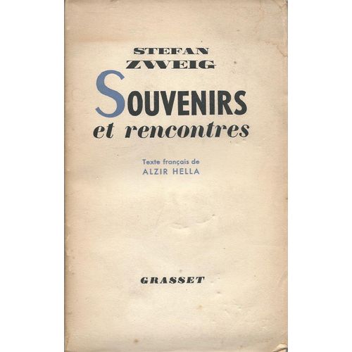 Souvenirs Et Rencontres   de Stefan Zweig 