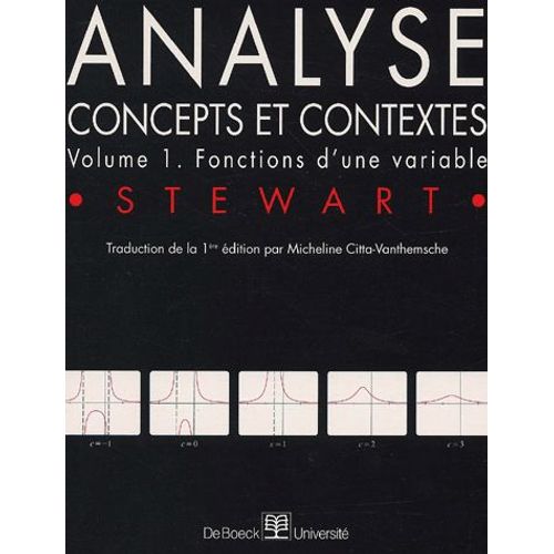 Analyse - Concepts Et Contextes, Volume 1, Fonctions D'une Variable   de James Stewart  Format Broch 