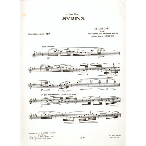 Syrinx (Transcription Pour Saxo Alto Eb)